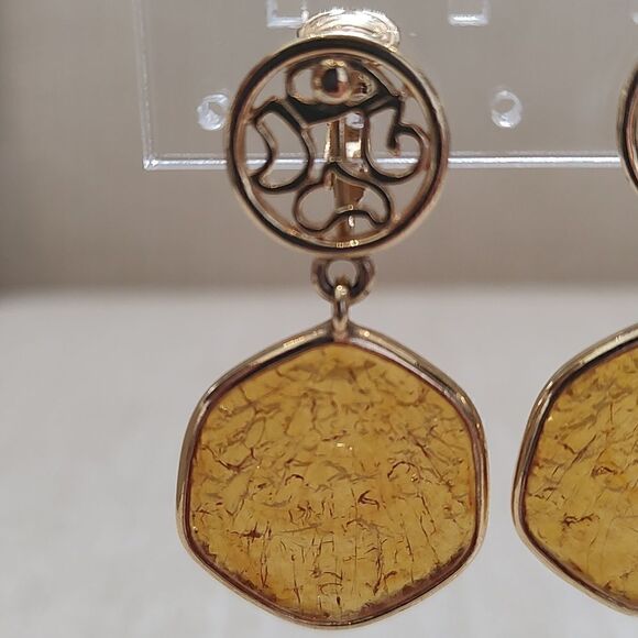 Sarah Coventry "Taste of Honey" Clip On Dangle Earrings Vintage 1974 - Picture 5 of 8